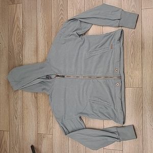 SWEATY BETTY Slate Turquoise Grey Full Zip Cotton Italy M‎ Womens Hoodie Sweater